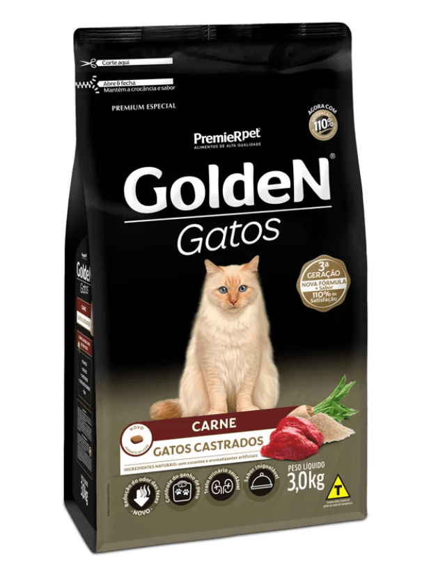 Racao Golden Gatos Ad Cast Carne 3 Kg