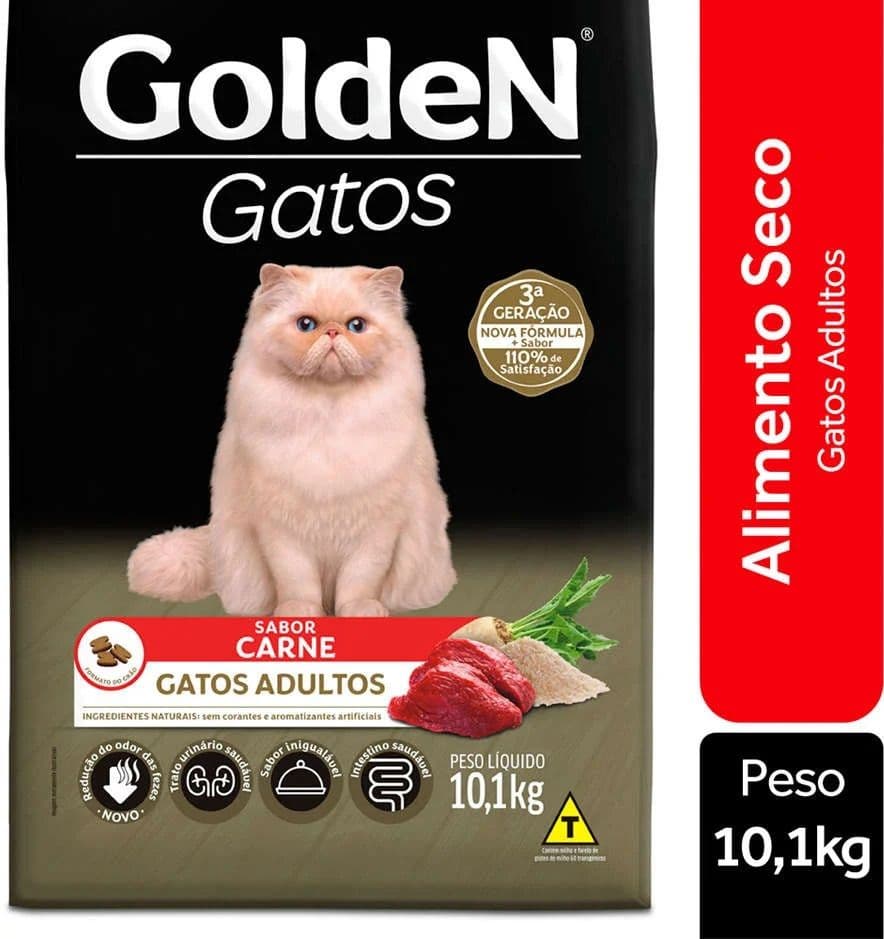 Racao Golden Gatos Ad Carne 10.1 Kg