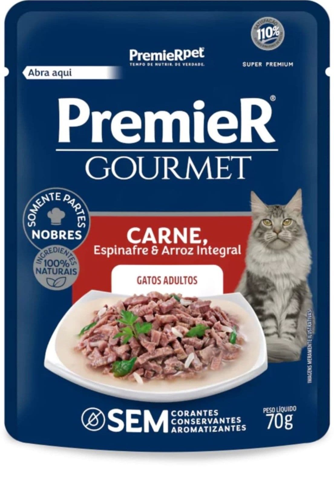 Racao Premier Sache Gourmet Gato Ad Carne 70gr