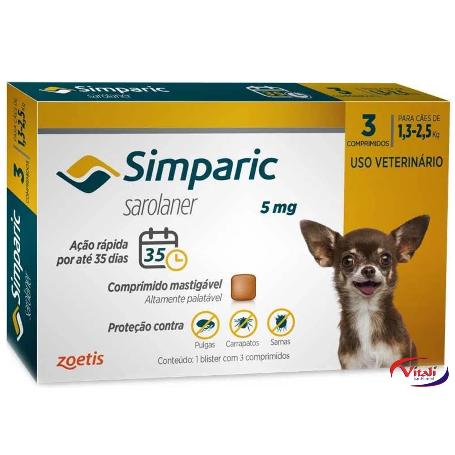 Simparic 5 Mg 1,3 A 2,5 Kg