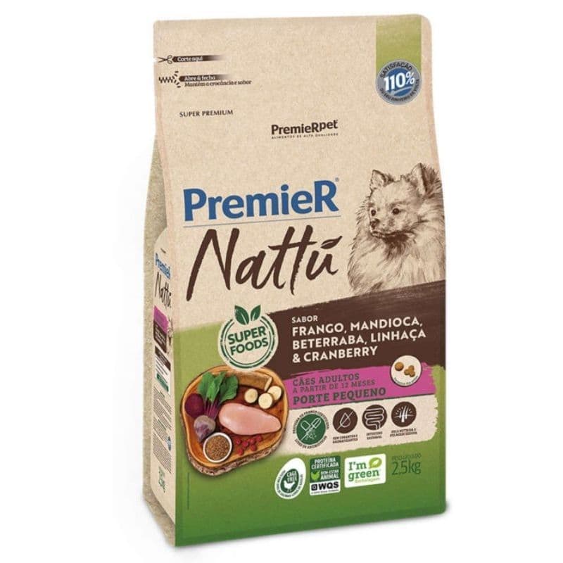 Racao Premier Nattu Caes Ad Rp Mandioca 2,5 Kg