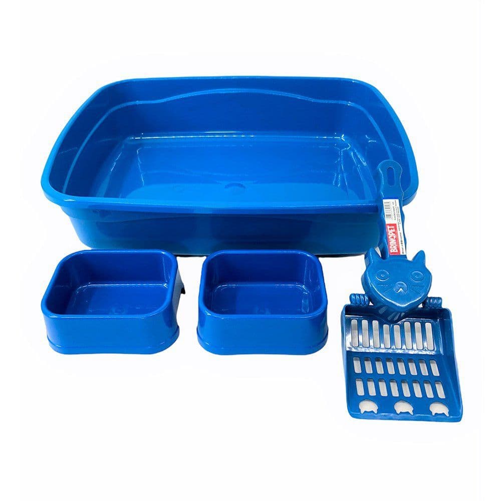 Kit Bandeja P/ Gato 4 Pecas Brinqpet Azul
