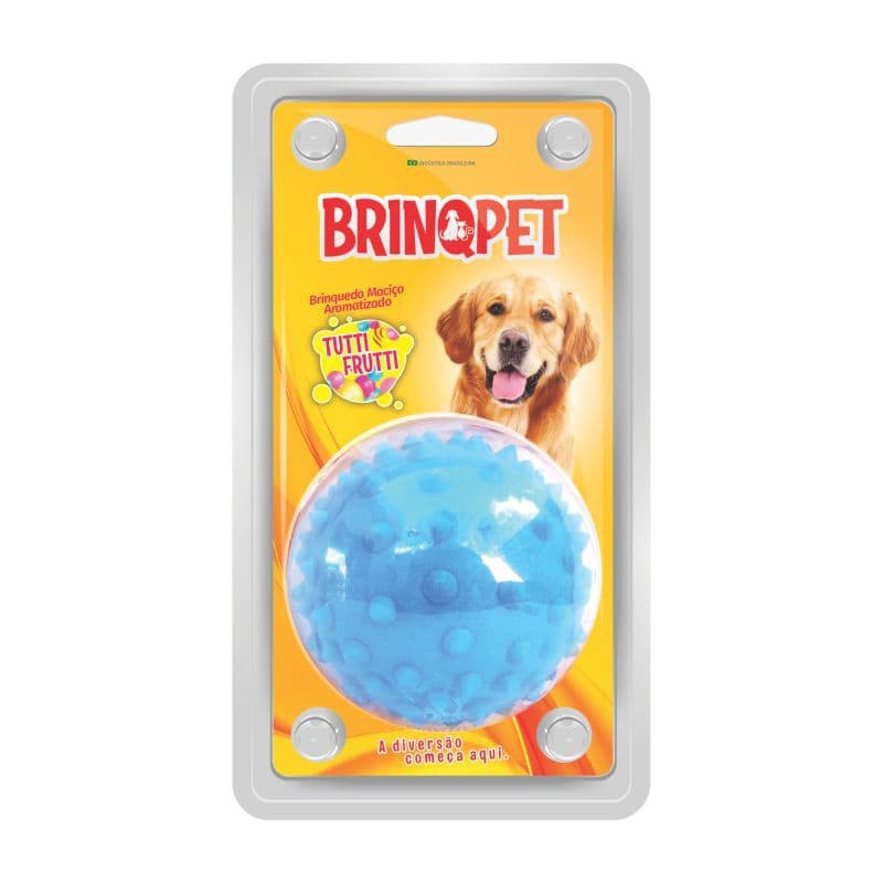 Brinquedo Bola Macica Cravo 75mm Brinqpet Azul