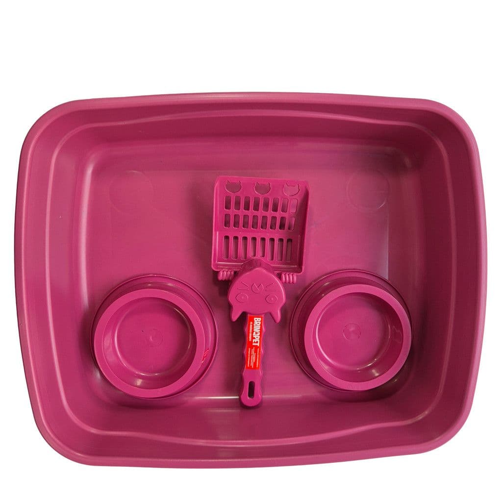 Kit Bandeja P/ Gato 4 Pecas Brinqpet Rosa