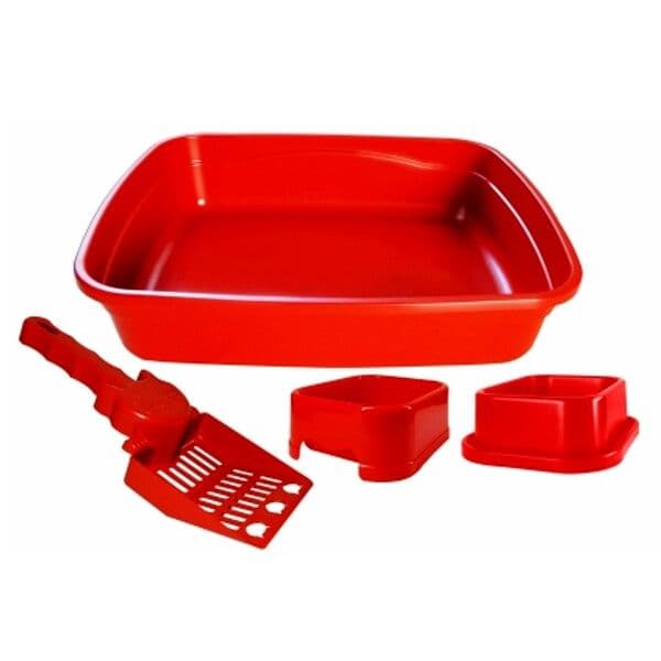 Kit Bandeja P/ Gato 4 Pecas Brinqpet Vermelho