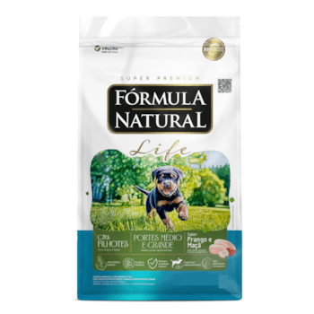 Racao Formula Natural Life Caes Filhote Pp Frango E Maca 15kg