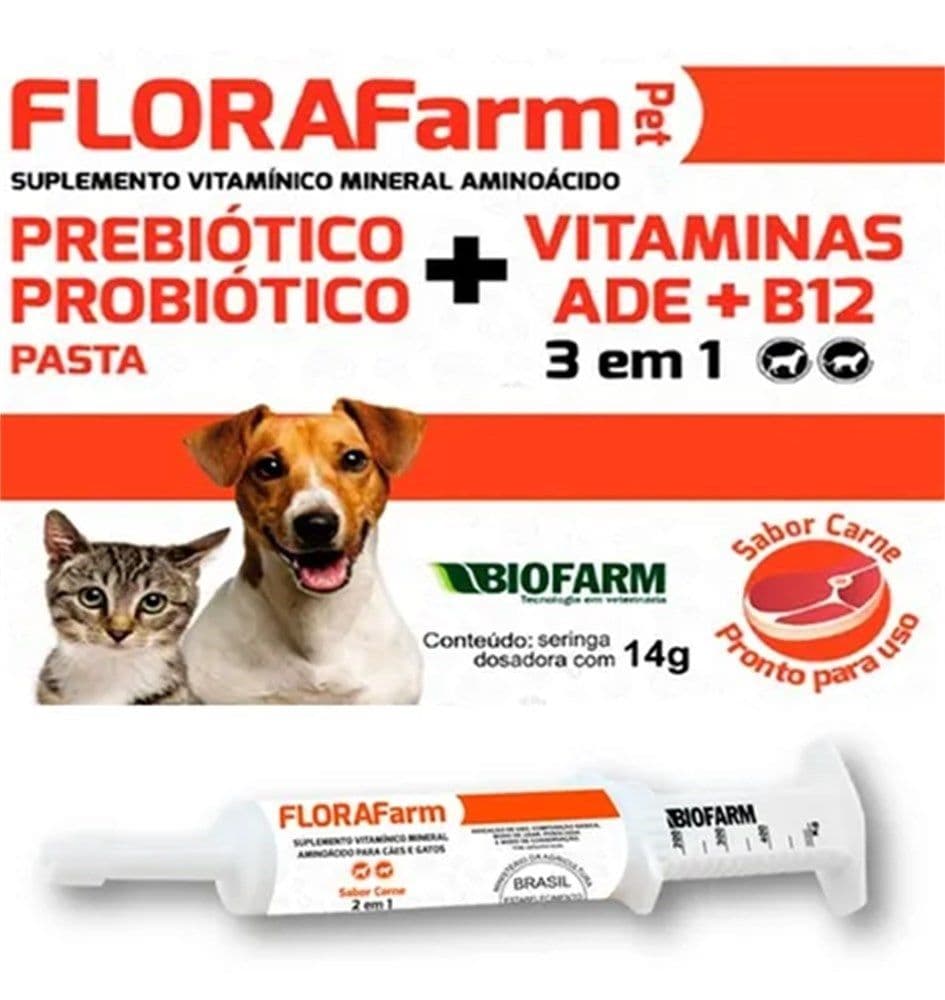 Vitamina Probiotico Florafarm Pet 14g